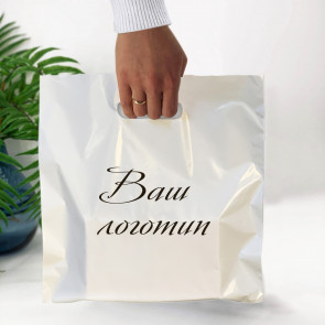 Die Cut Handle plastic bag for privat-label, 30х30(+4)см, 60 µm, white, LDPE glossy package